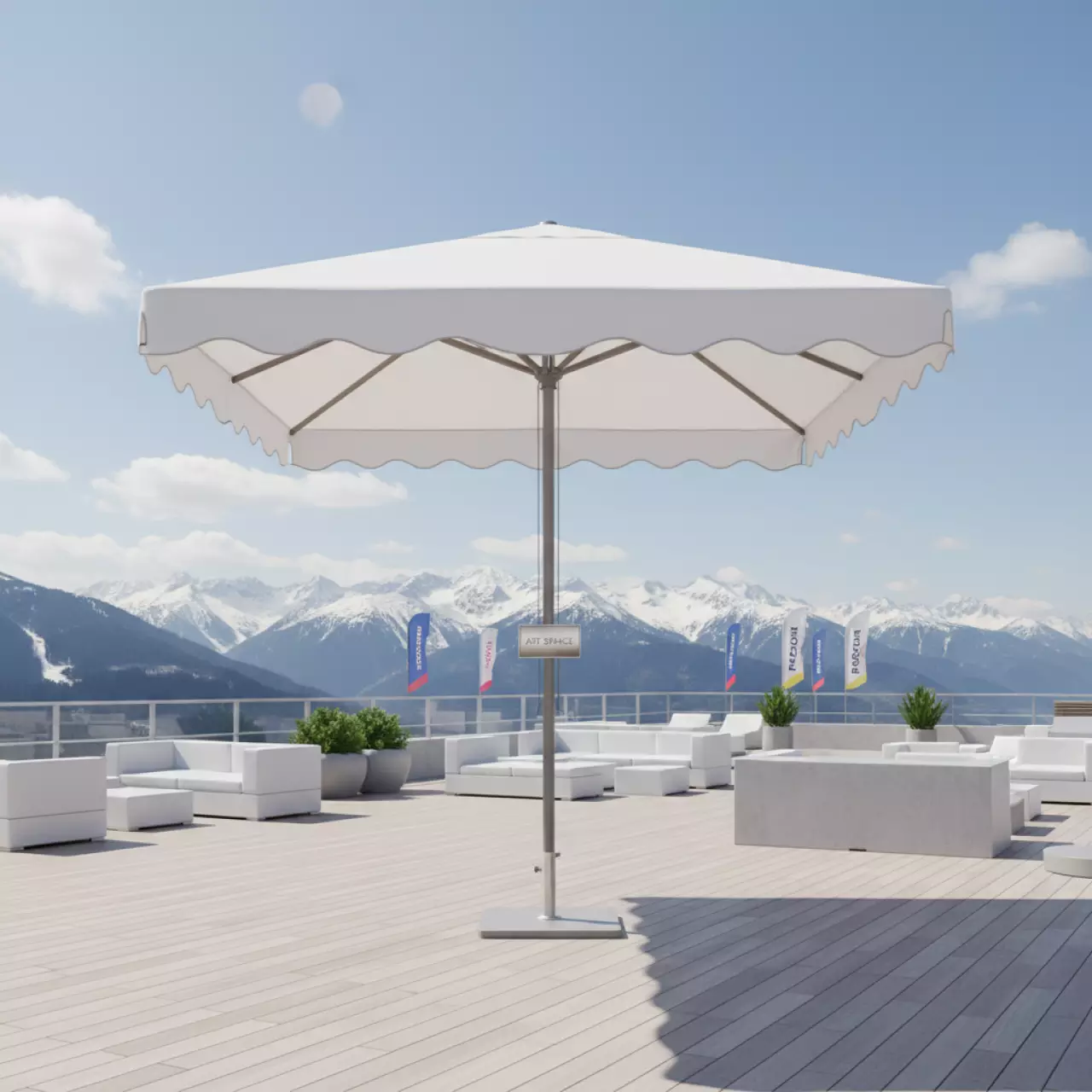 Аренда Зонт квадратный с воланом Mistral 300 белый в Novotel Resort — ART SPACE