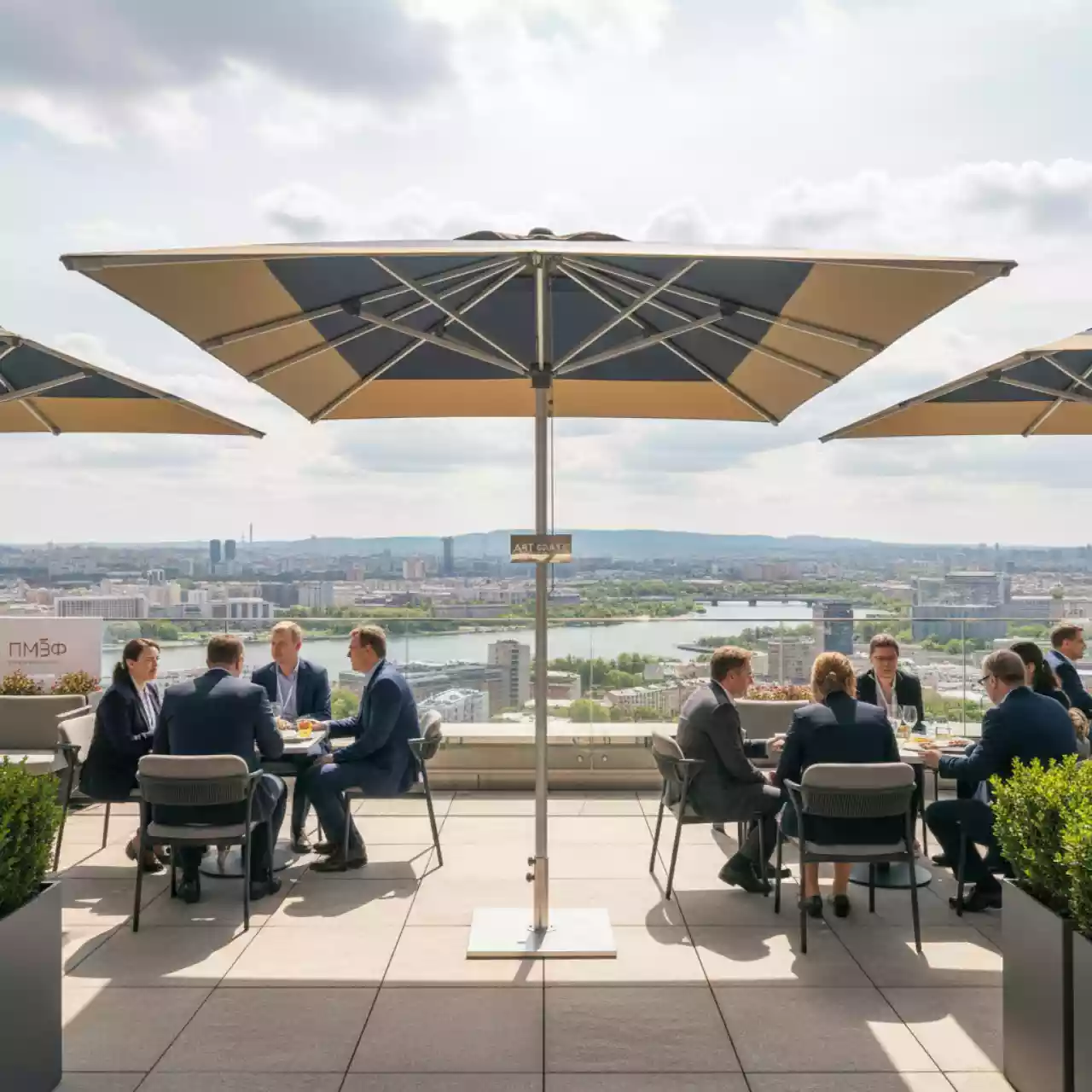 Аренда Зонт профессиональный 3х3 м Lux Telescopic в Panorama by Mercure — ART SPACE