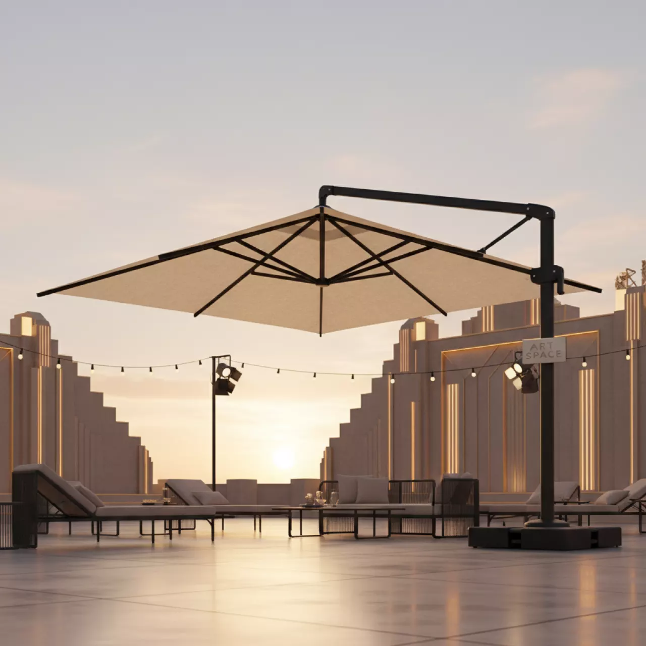 Аренда Зонт профессиональный Astro Carbon слоновая кость 3,5х3,5 м в VK Stadium Sirius — ART SPACE