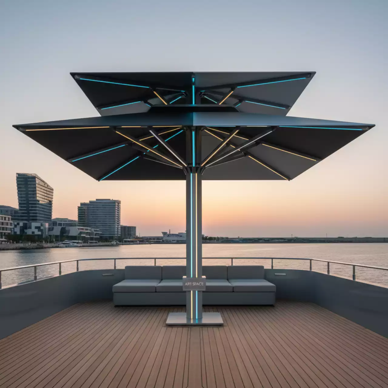 Аренда Зонт профессиональный двухкупольный Duo Spectra 5,4х2,85 м на VIP-яхте (Имеретинский порт) — ART SPACE