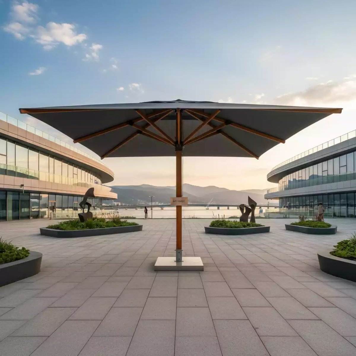 Аренда Зонт профессиональный двухкупольный Galaxia Dual T Timber 2,9х6,3 м в Delta Sirius — ART SPACE