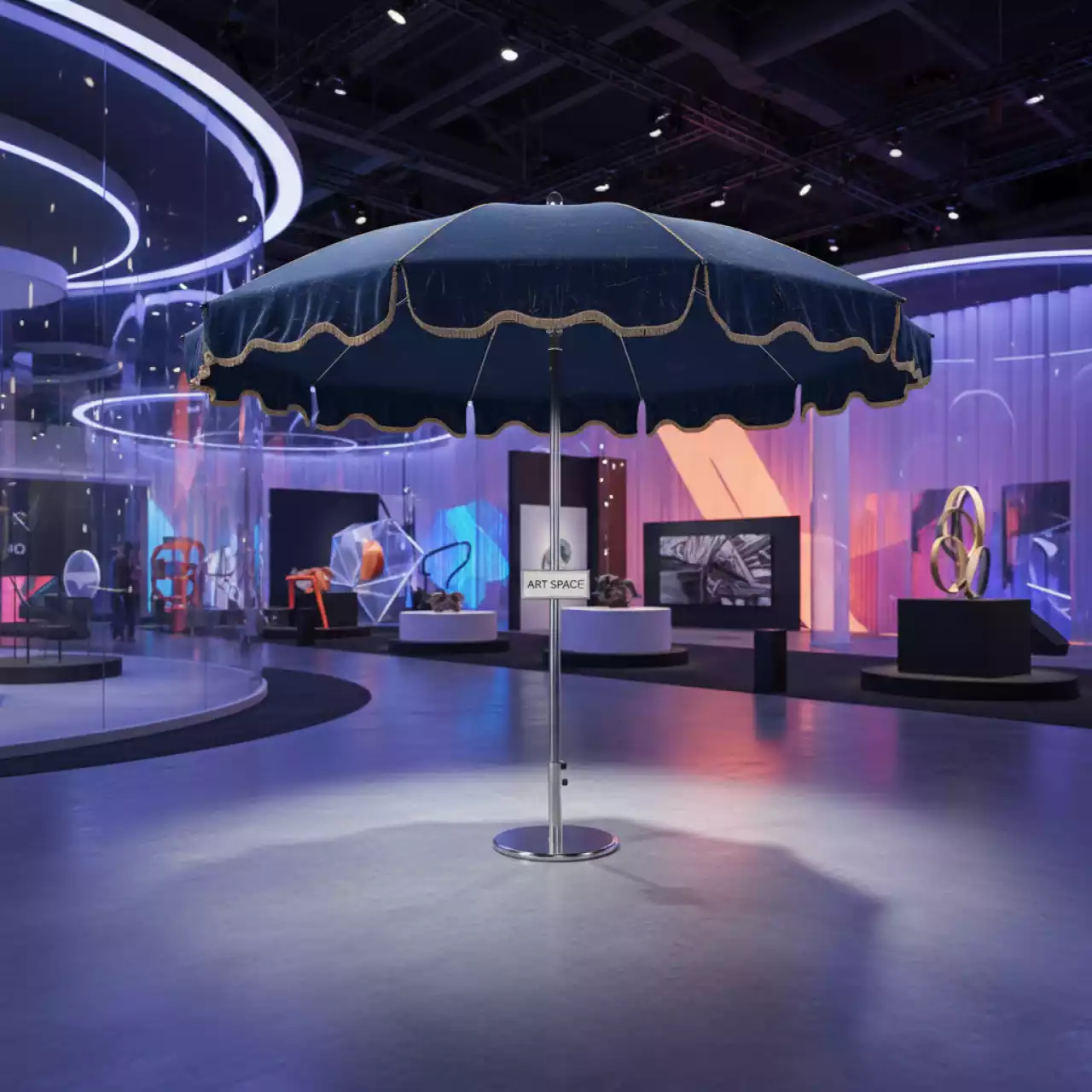 Аренда Зонт профессиональный Ischia с фигурным воланом диаметром 3 м в Сириус Арене — ART SPACE