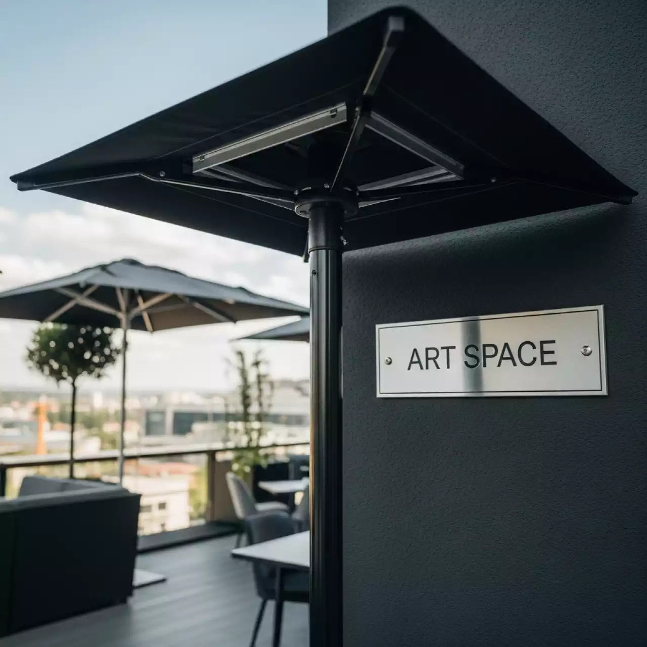 Аренда Зонт профессиональный Leonardo Telescopic 3,5x3,5 м без волана в ресторане «Плакучая Ива» — ART SPACE