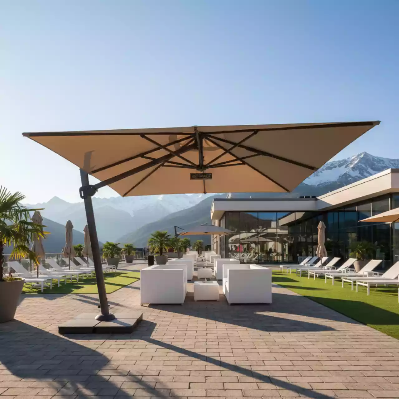 Аренда Зонт профессиональный Pensile 4х4 м на курорте «Газпром» (Альпика) — ART SPACE