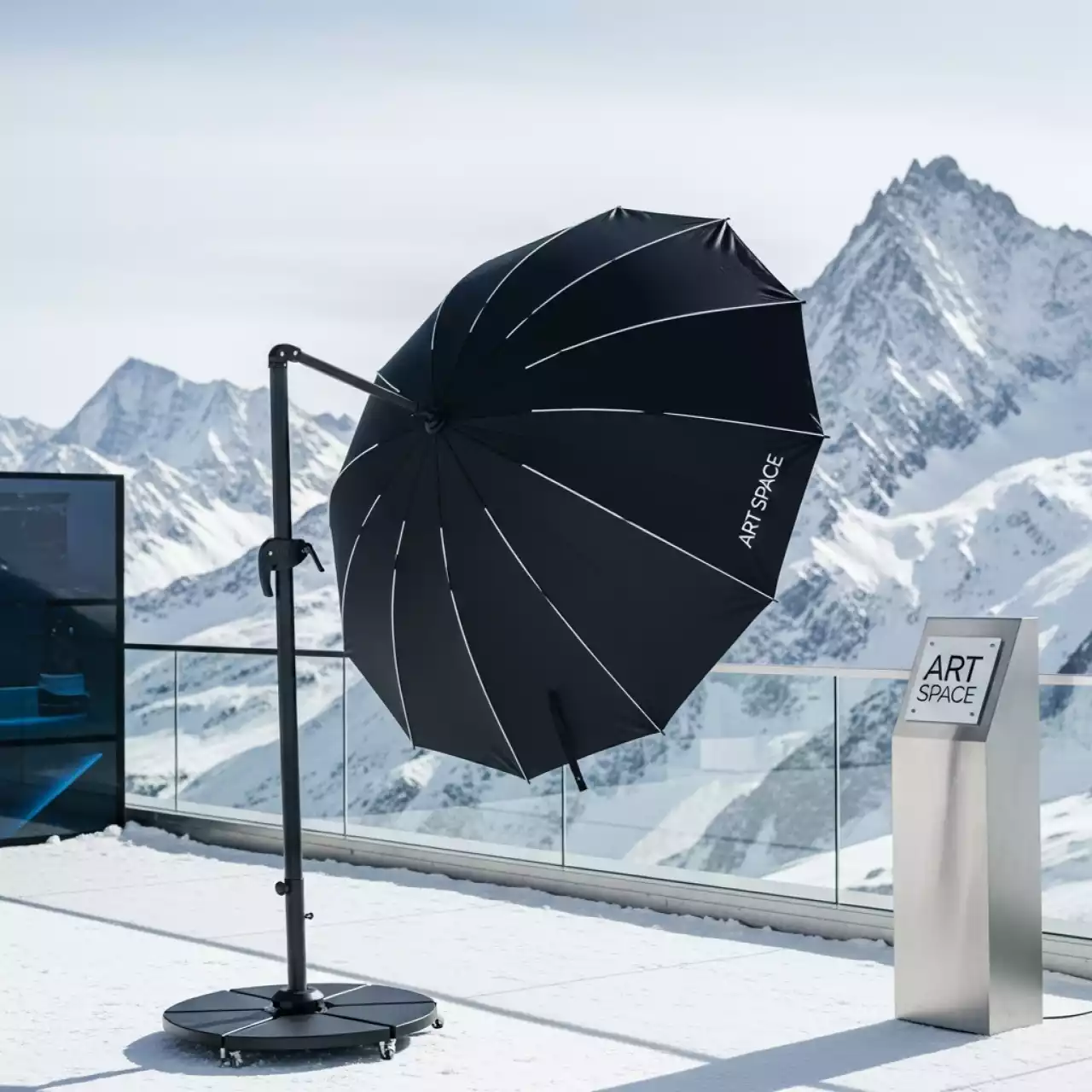 Аренда Зонт профессиональный Rimini Braccio Ø3,5 м черный на площадке Rosa Peak (2320м) — ART SPACE