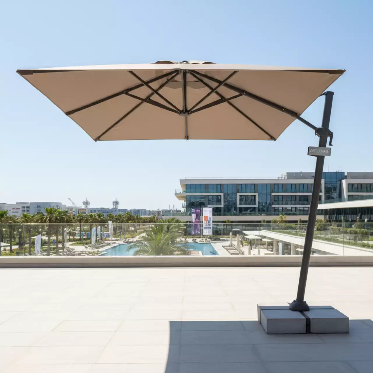 Аренда Зонт профессиональный Rimini Standard серо коричневый 3х3 м в Сочи Парк Отеле — ART SPACE