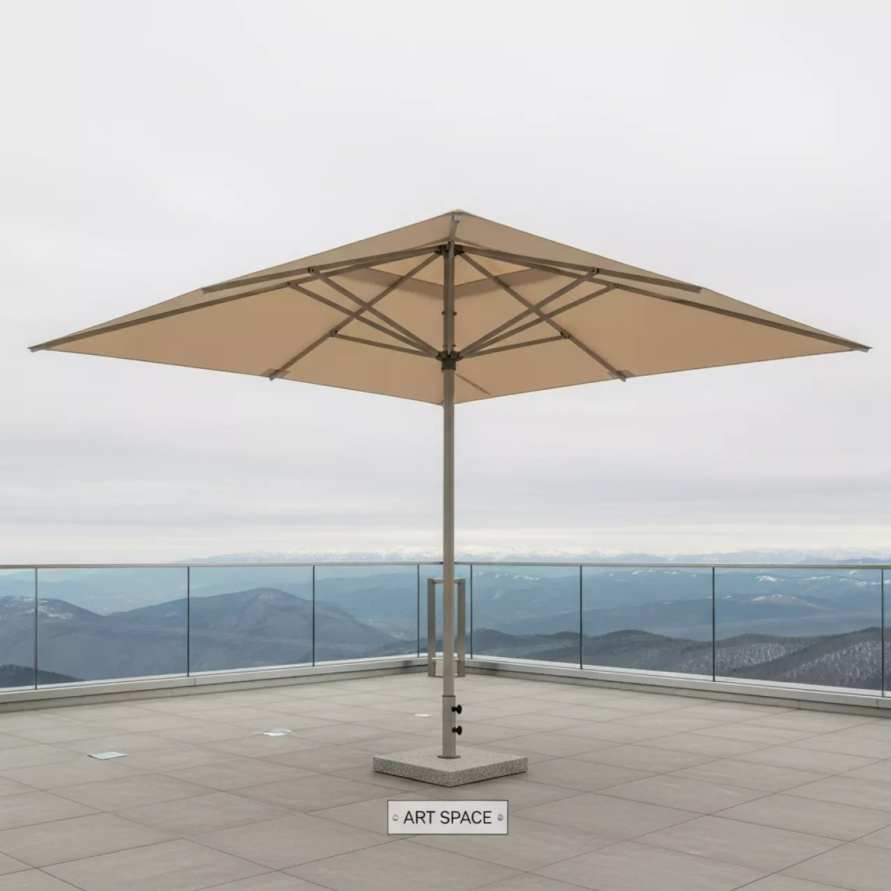 Аренда Зонт с центральной опорой Стандарт 60 квадратный бежевый ткань Oxford 600D 3,5х3,5 м в Skypark Sochi — ART SPACE