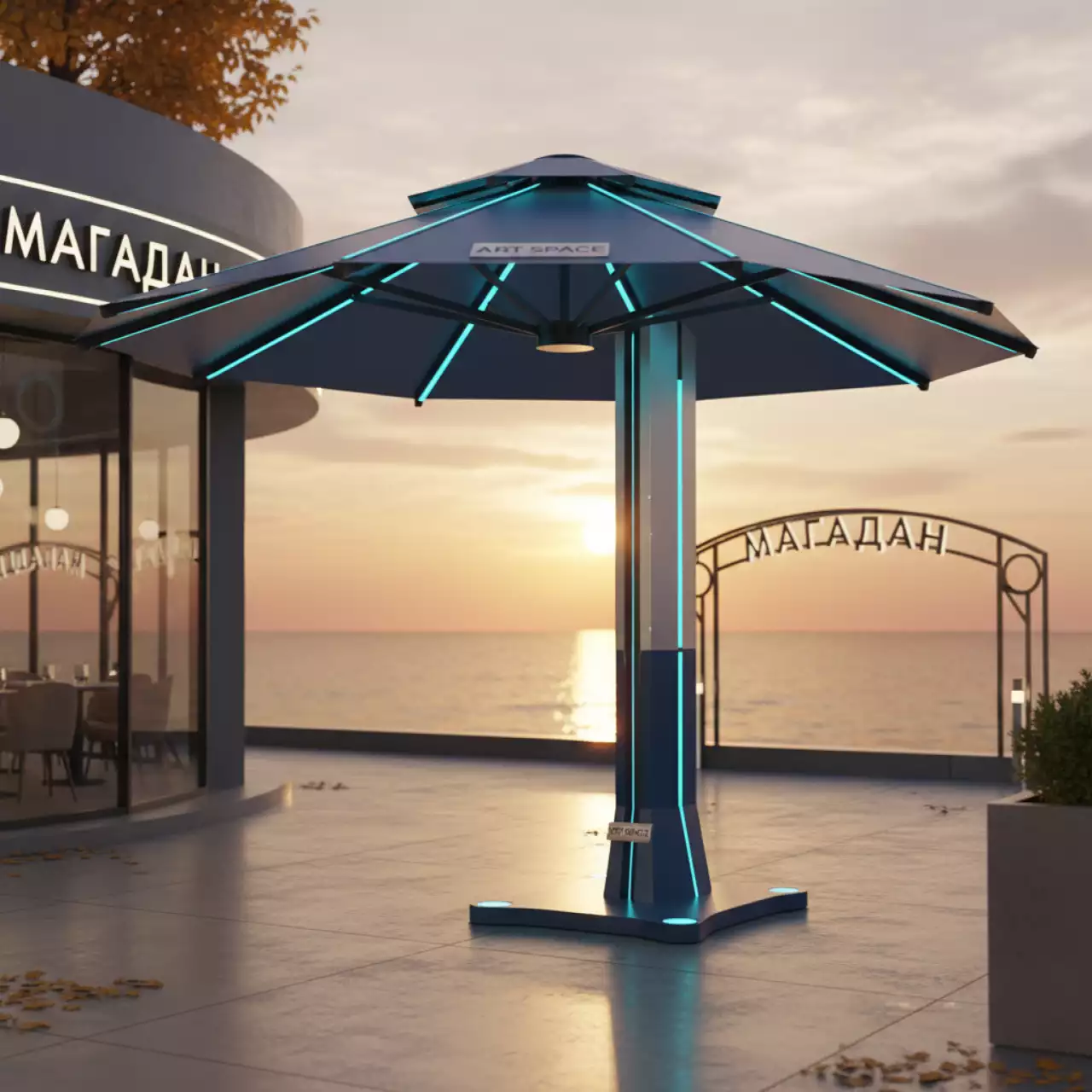 Аренда Зонт садовый 3 м в ресторане «Магадан» — ART SPACE