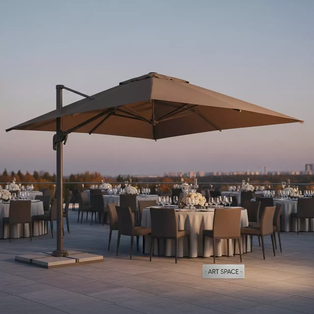 Аренда Зонт садовый алюминиевый Фицпатрик капучино боковой в МФК «Горный» — ART SPACE