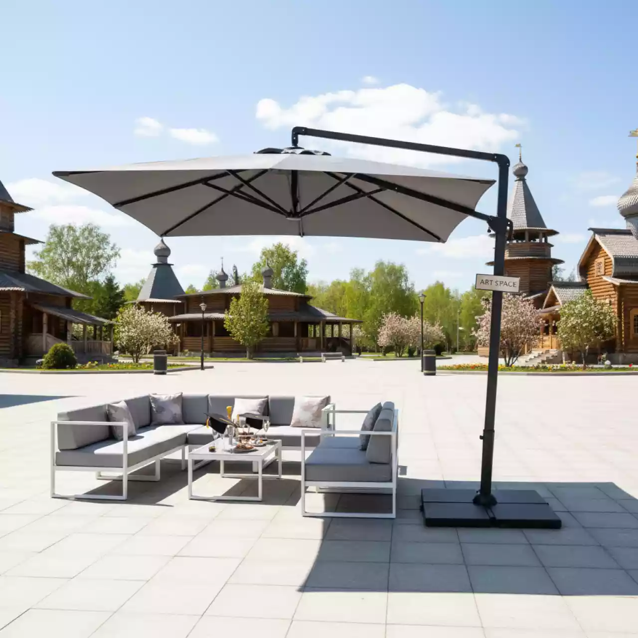 Аренда Зонт садовый Hagen в этно-парке «Моя Россия» — ART SPACE