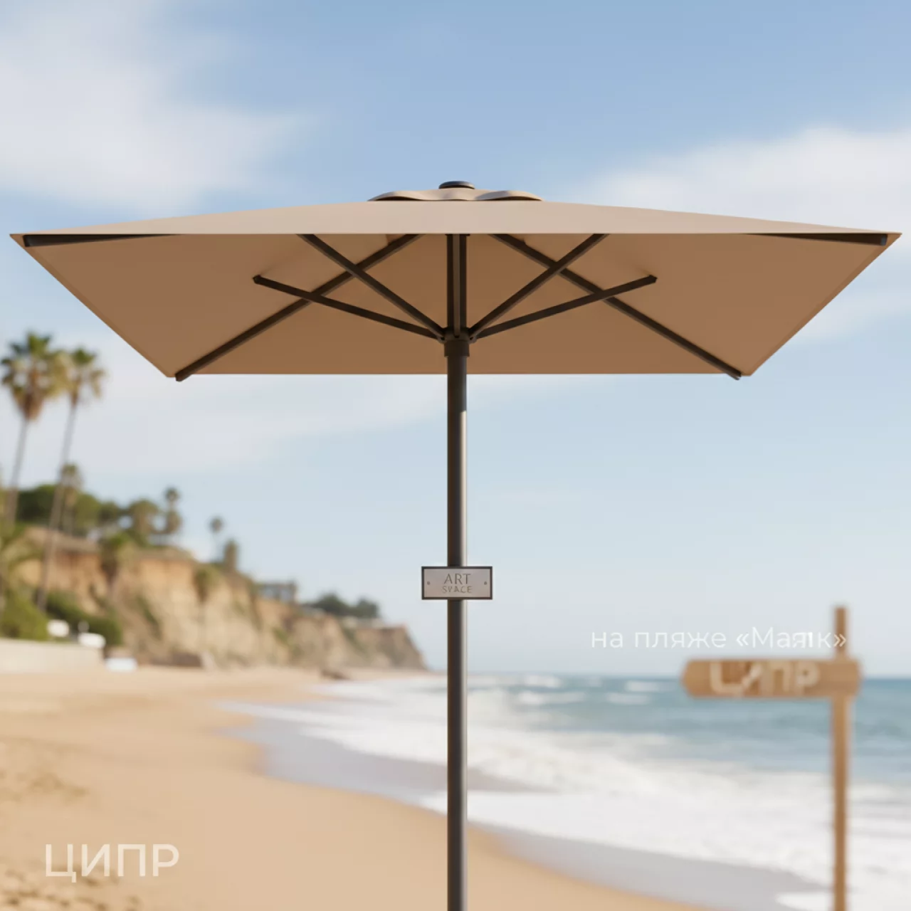 Аренда Зонт Torino Braccio 3х3 м на пляже «Маяк» — ART SPACE