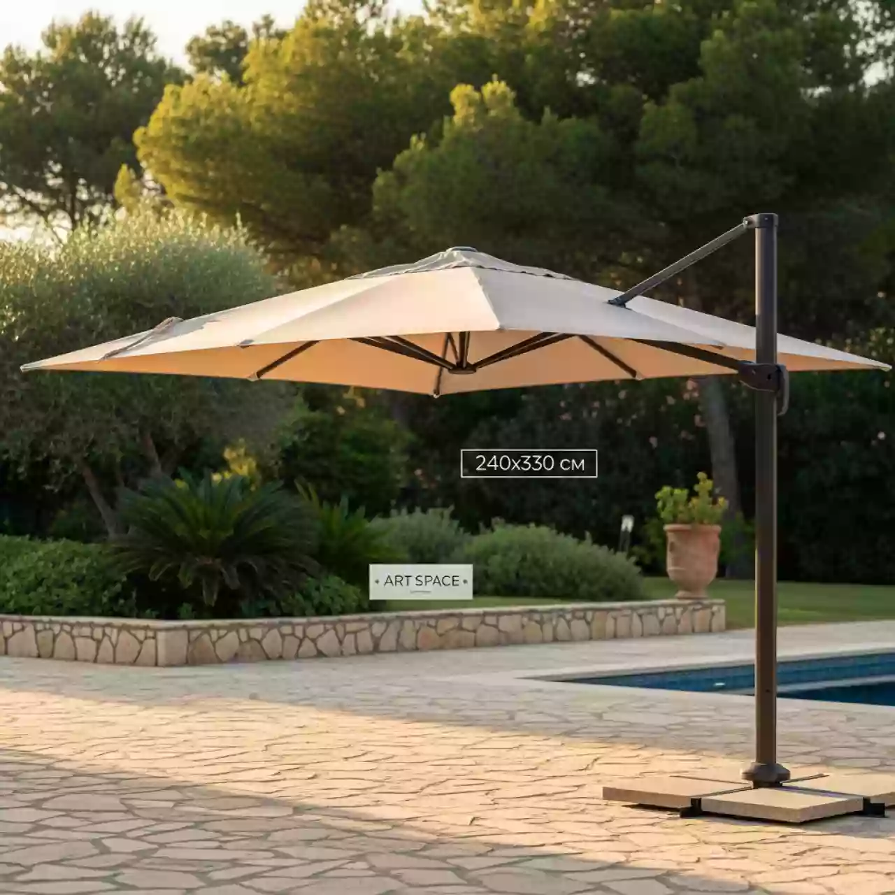 Аренда Зонт угловой бежевый 240х330 см на вилле «Анна» — ART SPACE