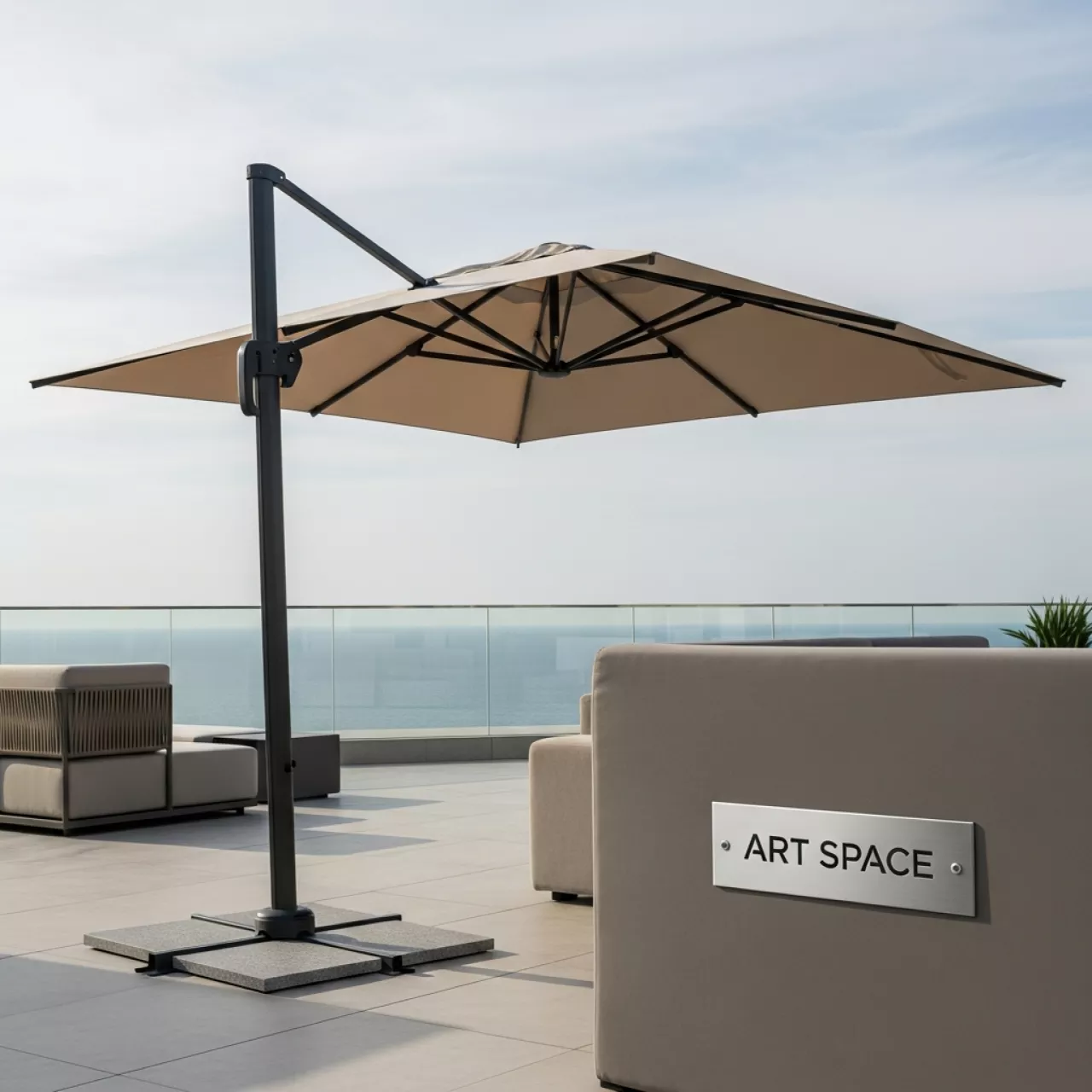 Аренда Зонт уличный угловой 240х330 см бежевый в Imeretinskiy Hotel — ART SPACE