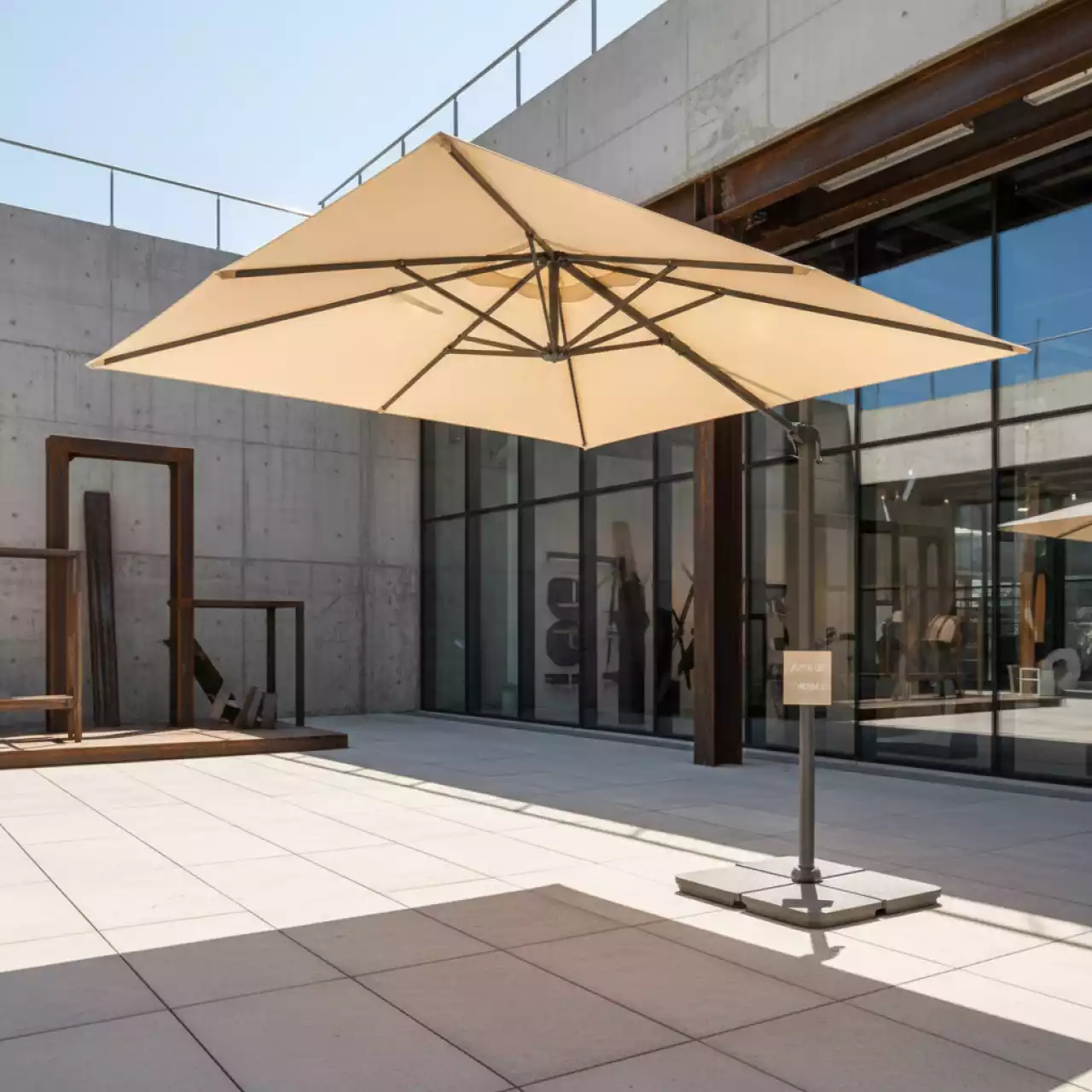 Аренда Зонт уличный угловой D300 см цвета слоновой кости без утяжелителя в Novotel Resort — ART SPACE
