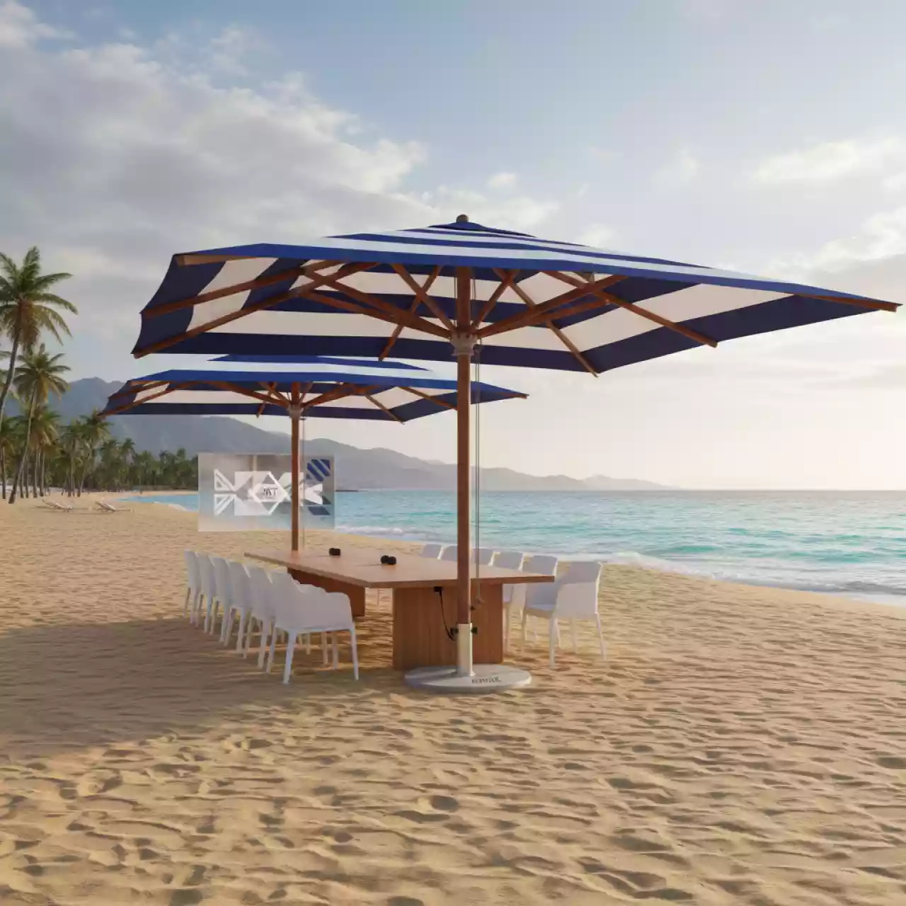 Аренда Зонт уличный Wood на пляже «Ривьера» — ART SPACE