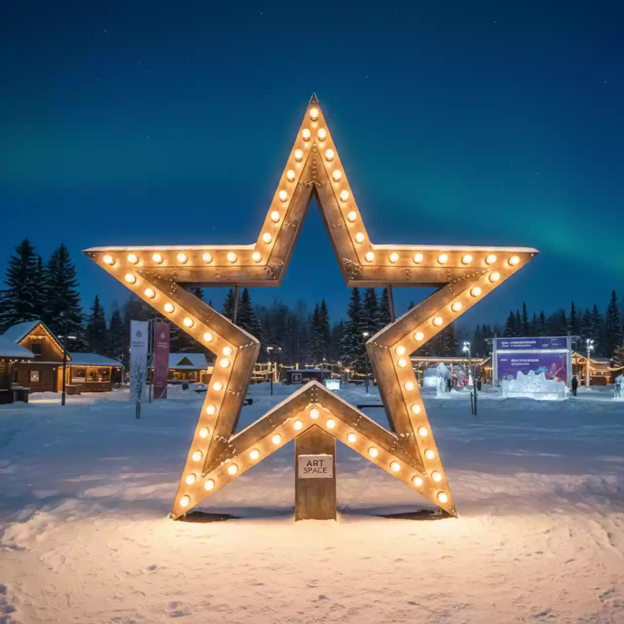 Аренда Звезда ретро с лампочками в этно-парке «Моя Россия» — ART SPACE