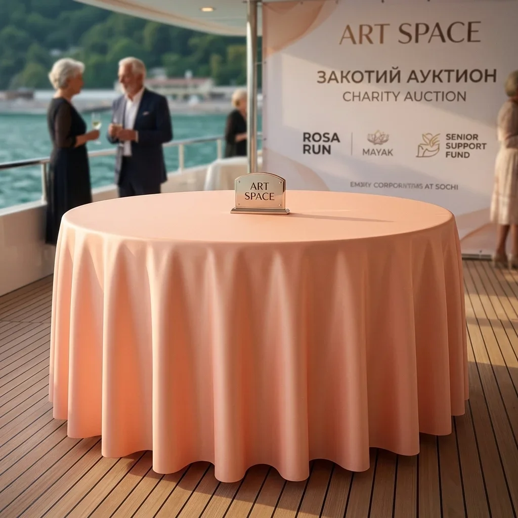 Аренда Круглая персиковая скатерть в Сочи от ART SPACE