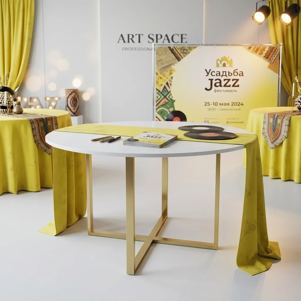 Аренда бело-золотого банкетного стола в Сочи от ART SPACE