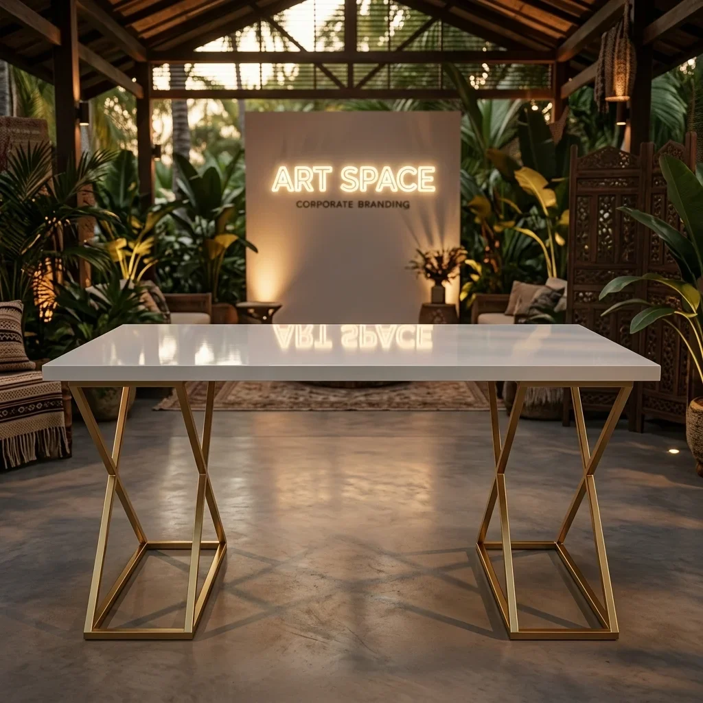 Аренда бело-золотого фуршетного стола в Сочи — ART SPACE
