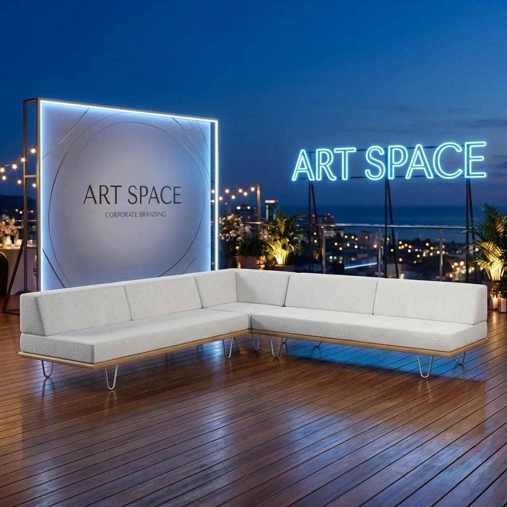 Аренда белого углового дивана в Сочи от ART SPACE
