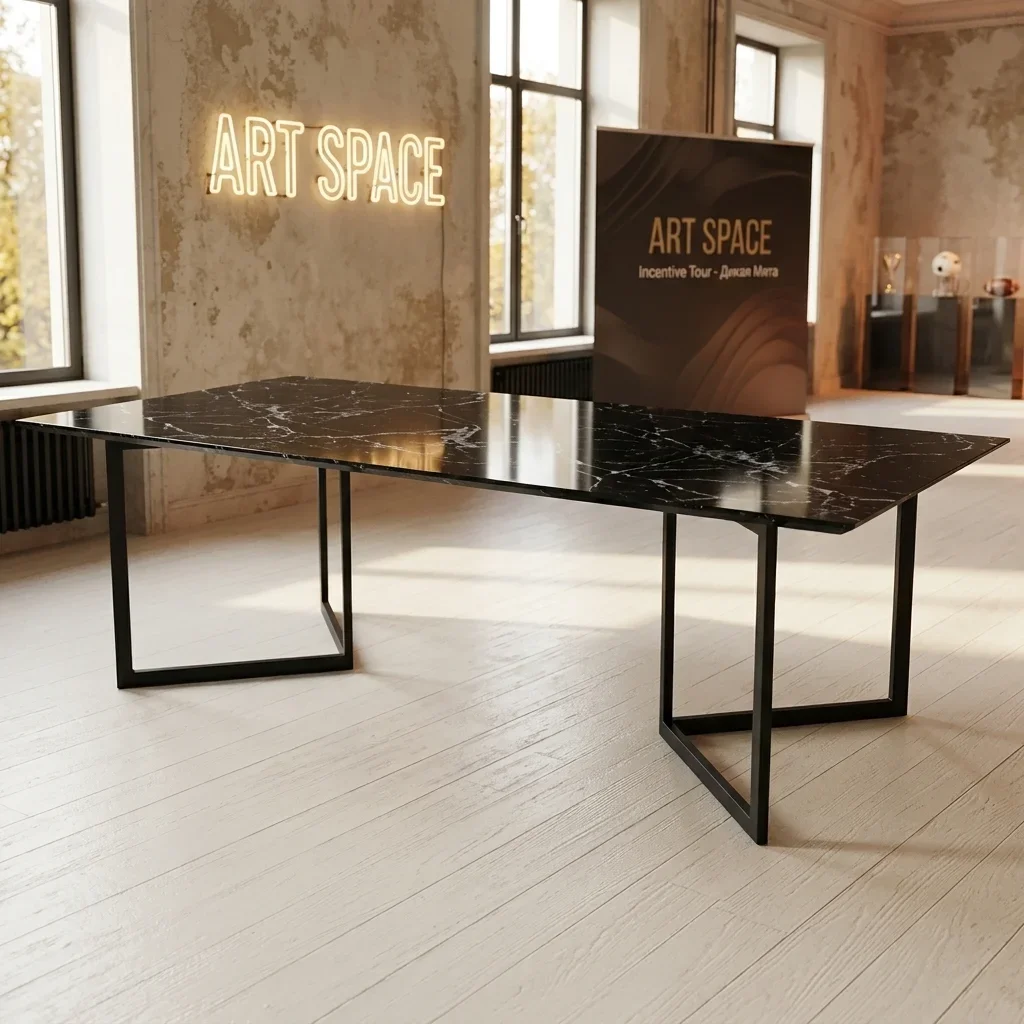 Аренда черного мраморного стола в Сочи — ART SPACE