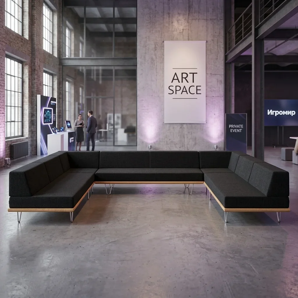 Аренда черного П-образного дивана Сочи | ART SPACE