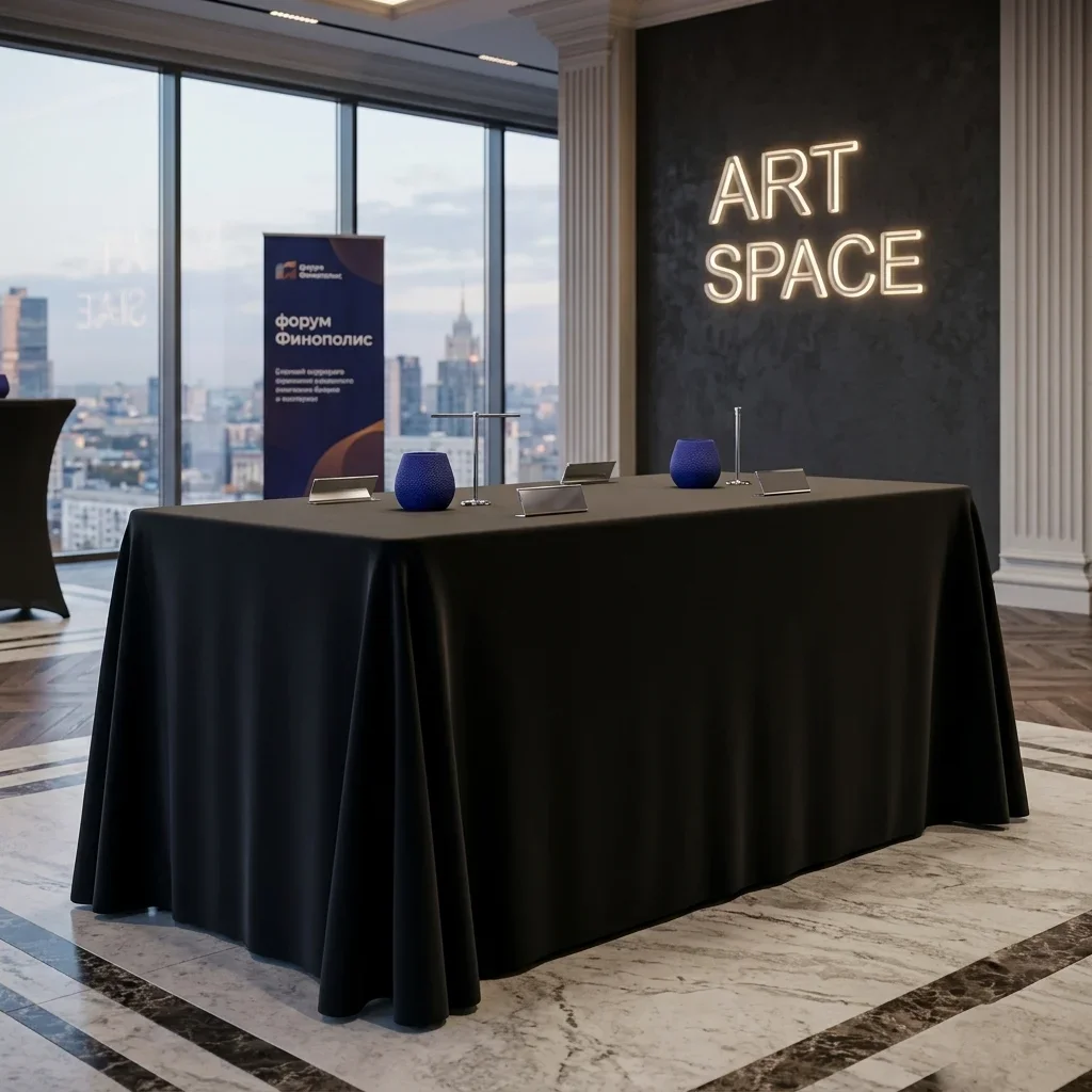 Аренда черной прямоугольной скатерти в Сочи — ART SPACE