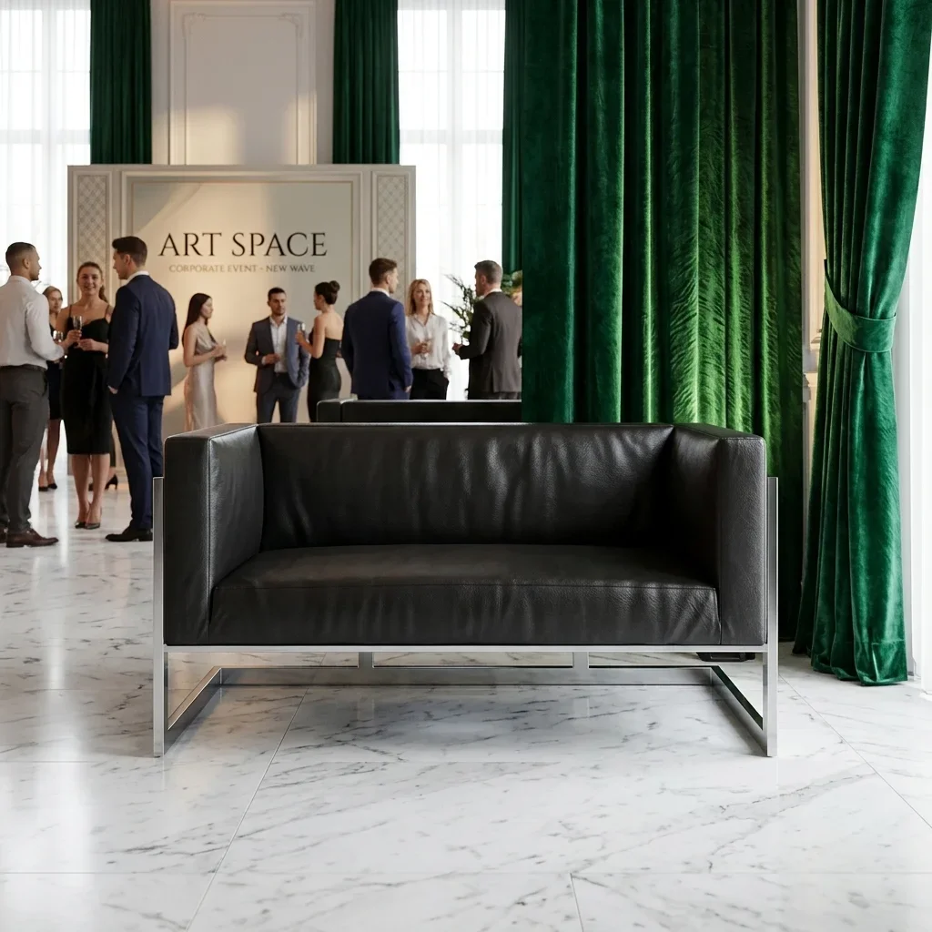 Аренда двухместного черного дивана в Сочи | ART SPACE