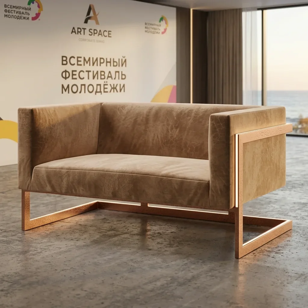 Аренда двухместного коричневого дивана в Сочи | ART SPACE
