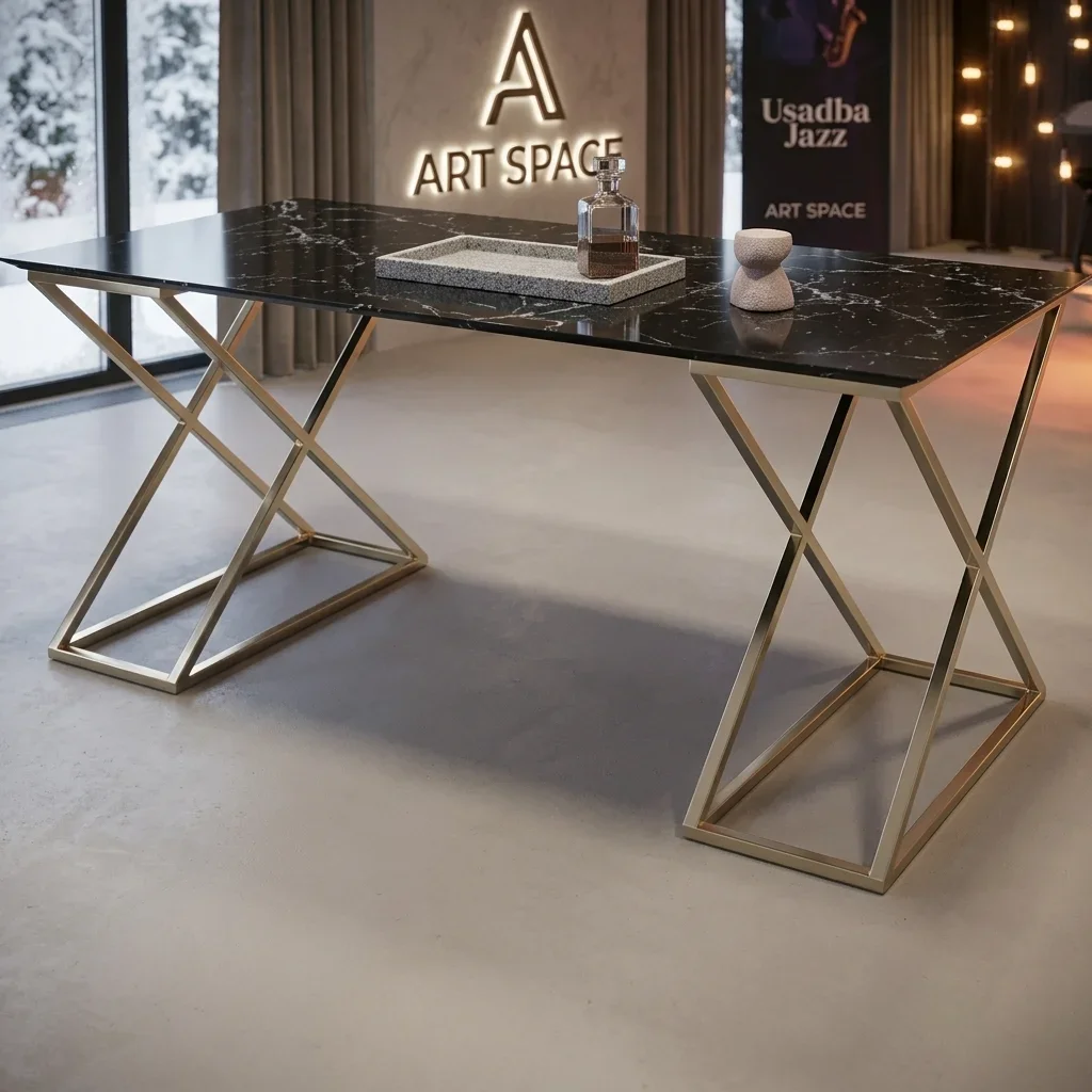 Аренда фуршетного стола Gold Black под мрамор в Сочи