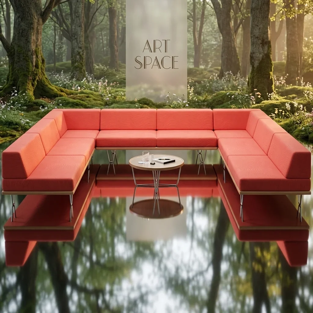 Аренда красного П-образного дивана в Сочи | ART SPACE