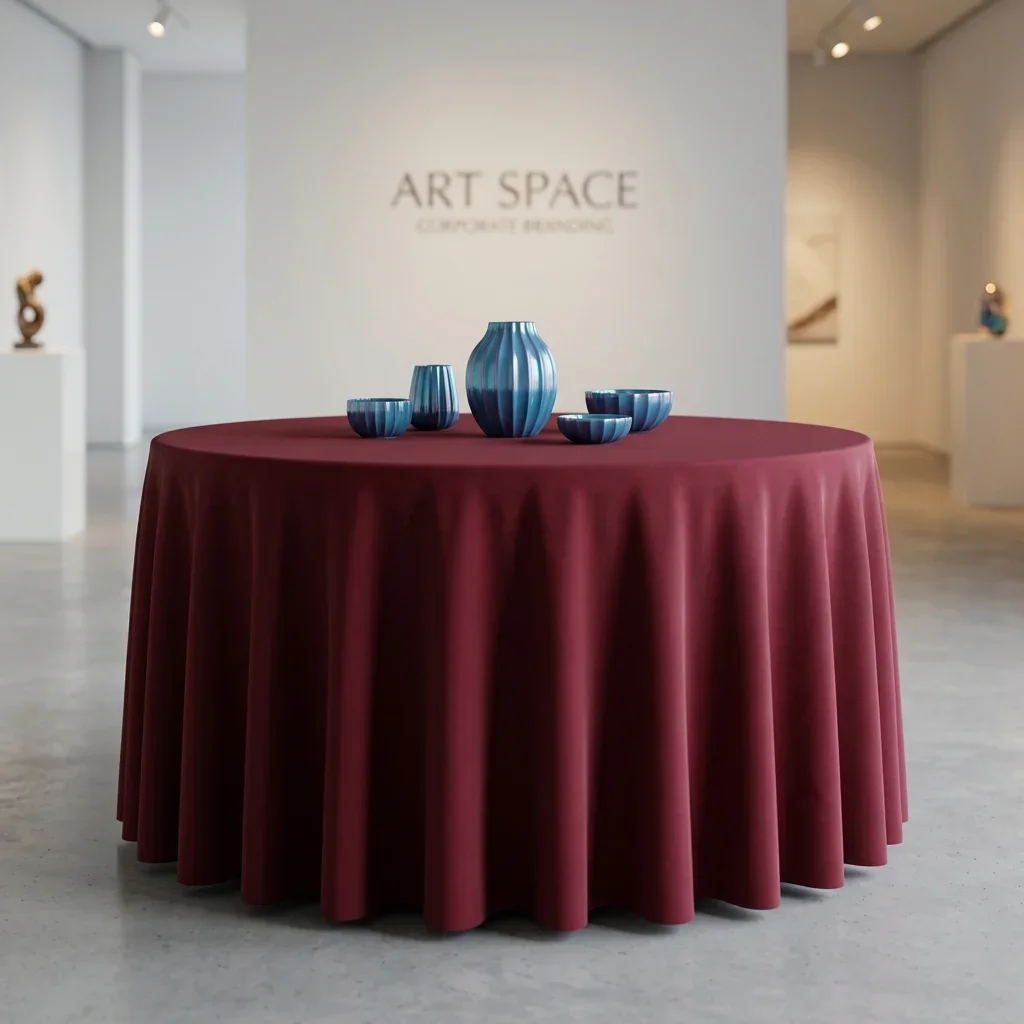 Аренда круглой бордовой скатерти в Сочи от ART SPACE