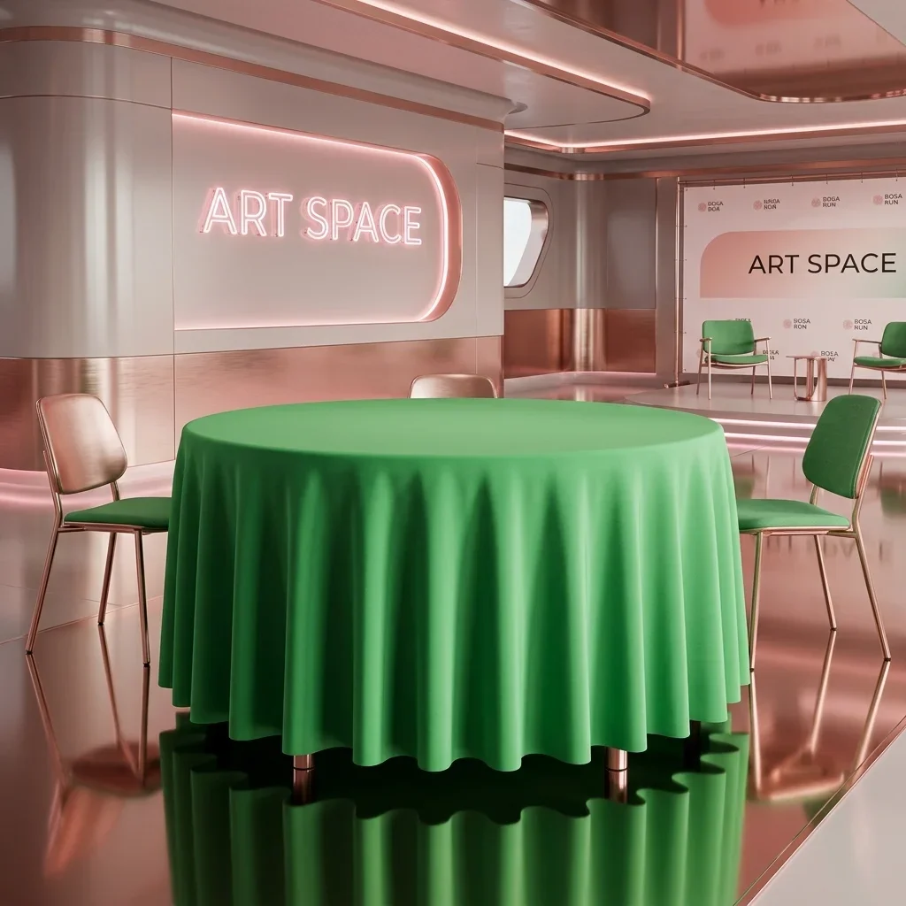 Аренда круглой зеленой скатерти в Сочи | ART SPACE