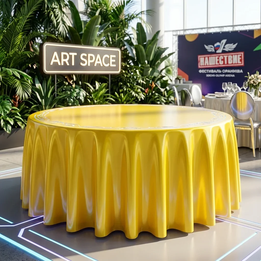Аренда круглой желтой скатерти в Сочи: заказать в ART SPACE