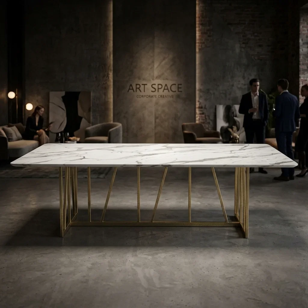 Аренда мраморного стола Slash Gold White в Сочи