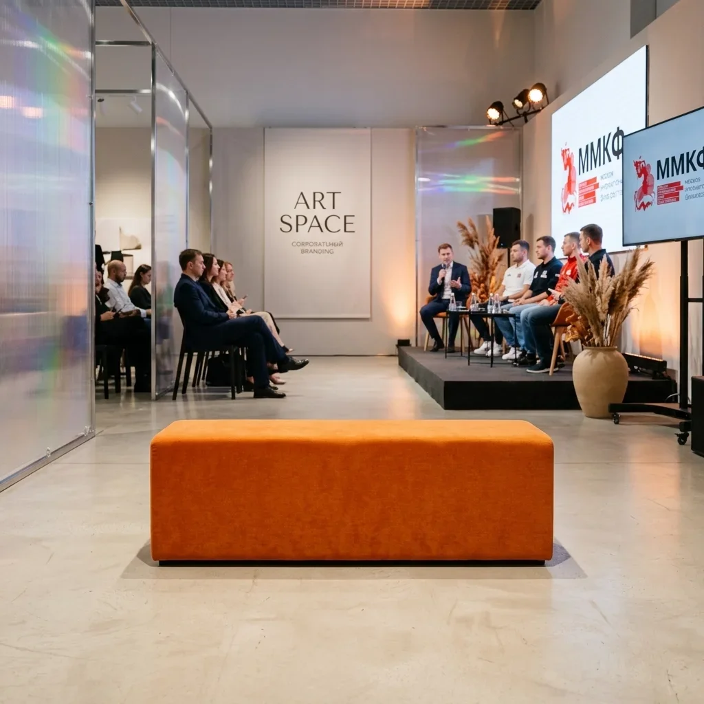 Аренда оранжевой банкетки Block в Сочи: заказать пуф ART SPACE