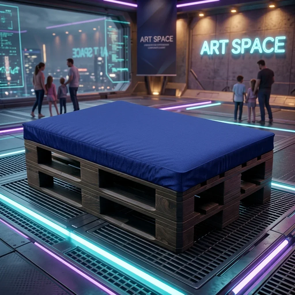 Аренда пуфа с синей подушкой в Сочи — ART SPACE