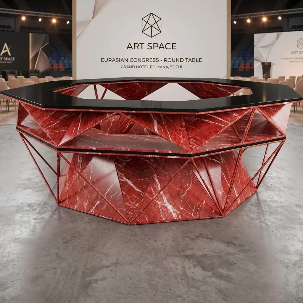 Аренда серебристой барной стойки Hexagon Ring в Сочи