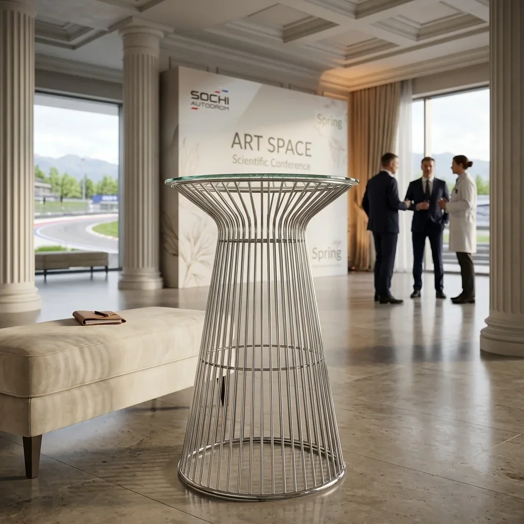 Аренда серебряного коктейльного стола в Сочи
