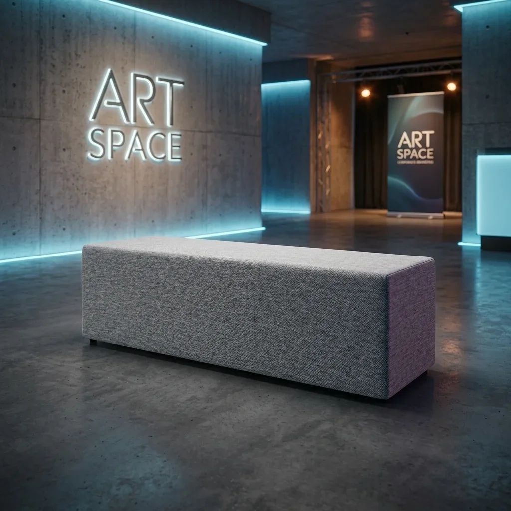 Аренда серой банкетки в Сочи — прокат мебели ART SPACE