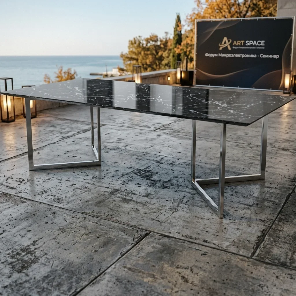 Аренда стола под мрамор Motus Silver Black в Сочи