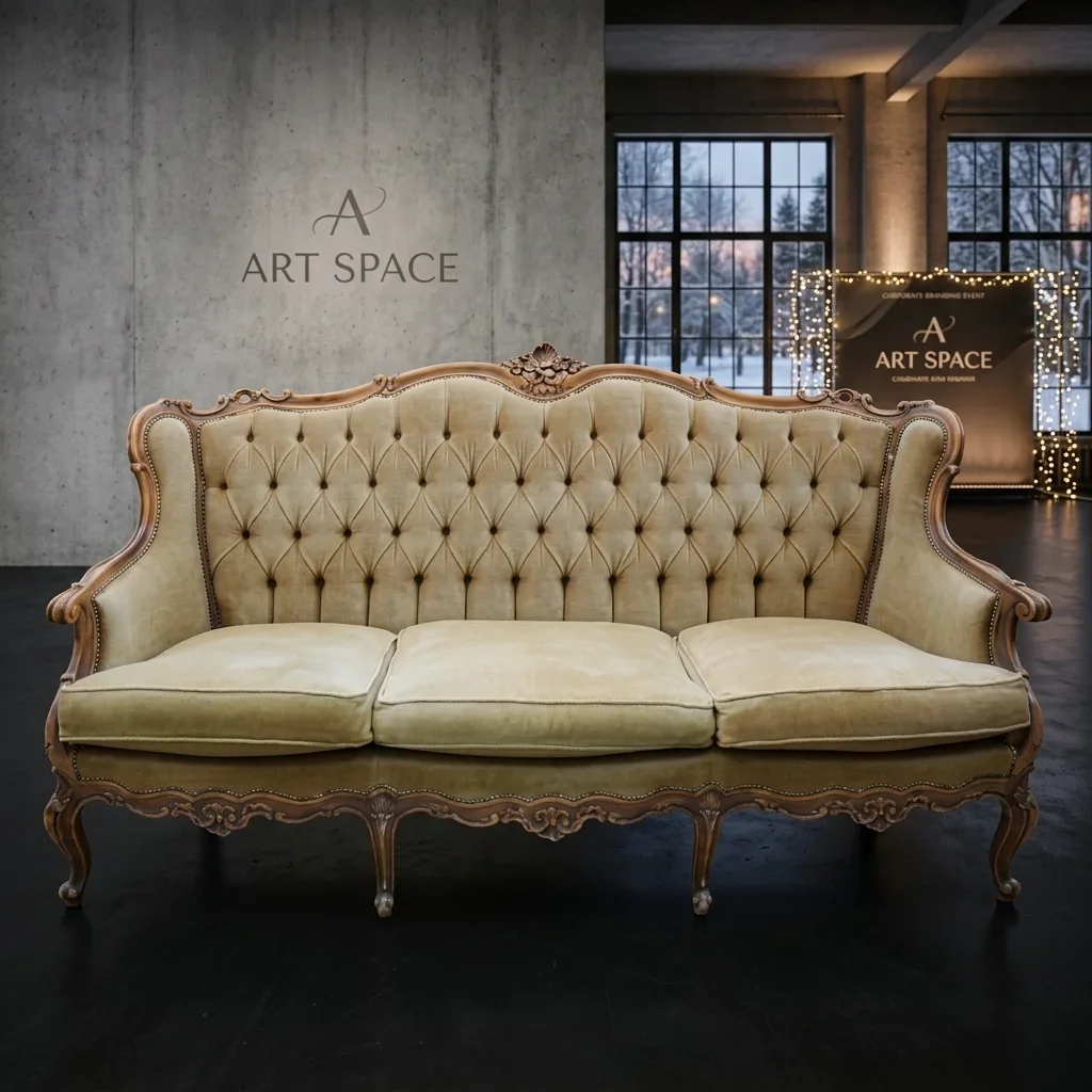 Аренда трехместного золотисто-бежевого дивана в Сочи | ART SPACE