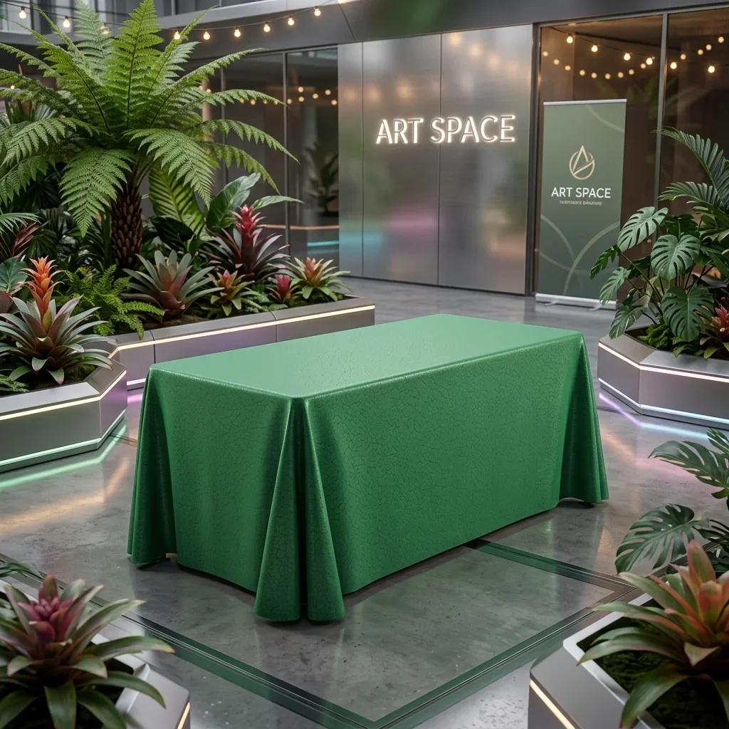 Аренда зеленой прямоугольной скатерти в Сочи | ART SPACE