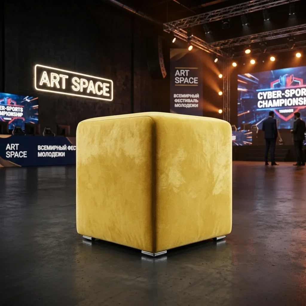 Аренда желтого пуфа Cube в Сочи — ART SPACE