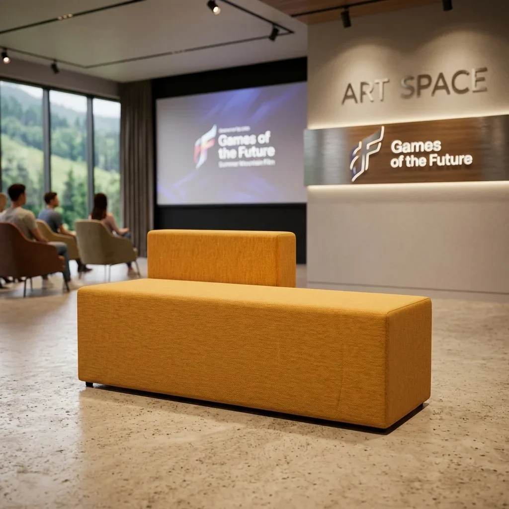 Аренда желтой банкетки со спинкой Сочи — ART SPACE