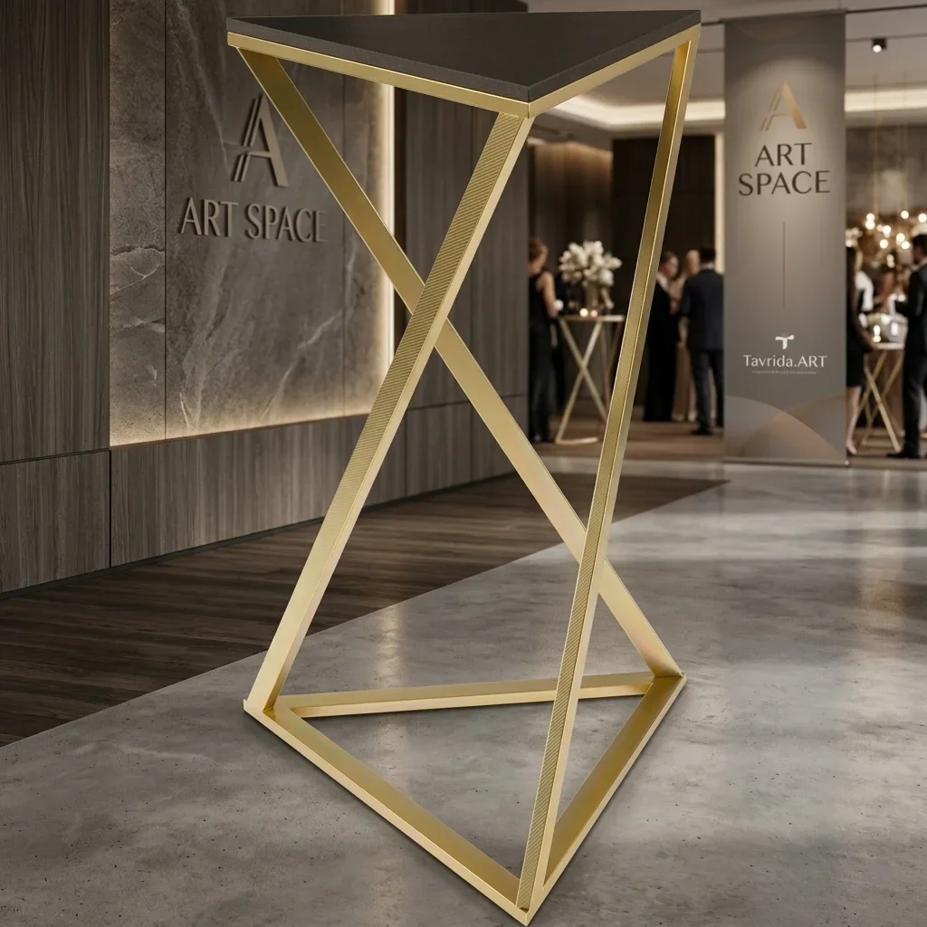 Аренда золотого фуршетного стола Triangle Gold Black в Сочи