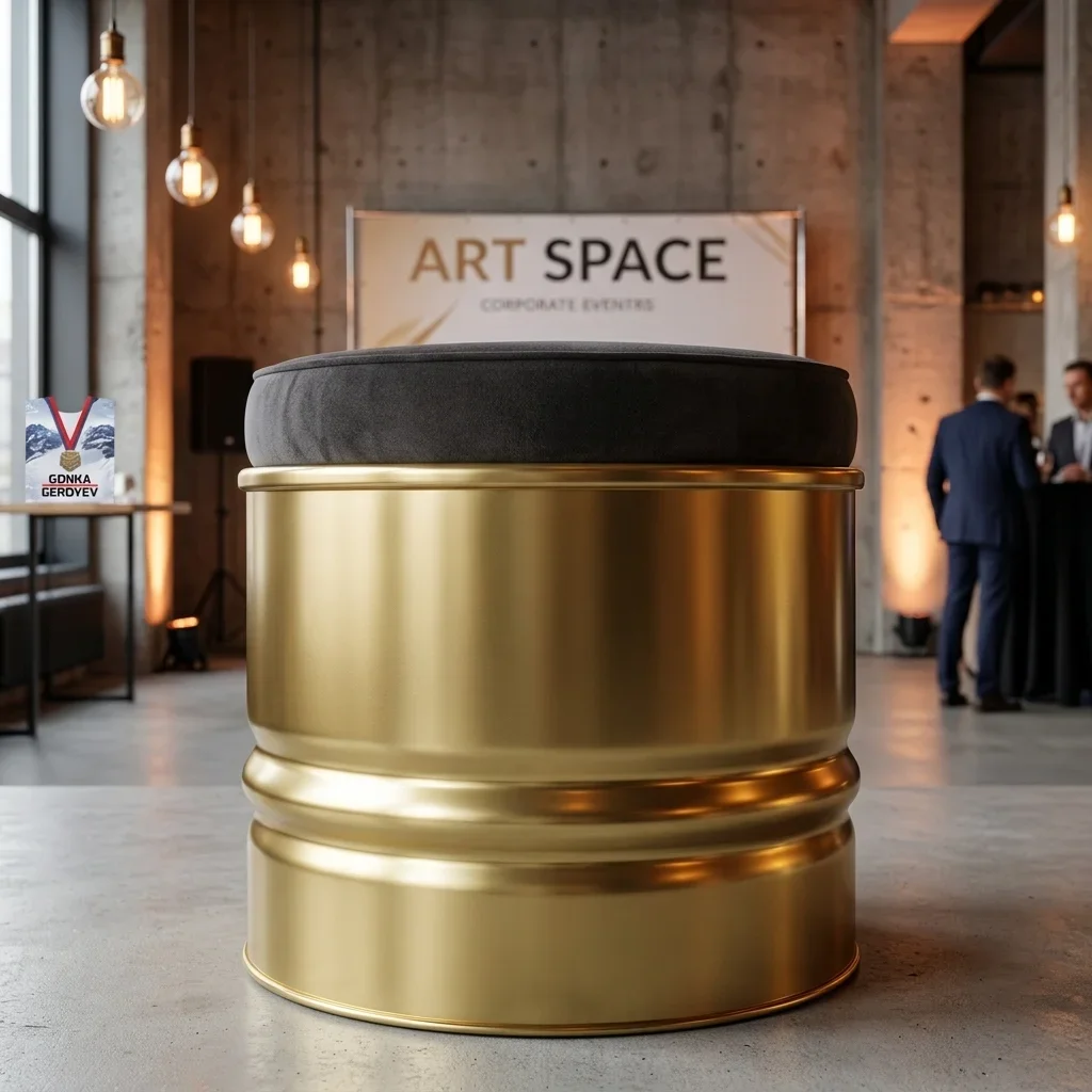 Аренда золотого пуфа Barrel Gold в Сочи — ART SPACE