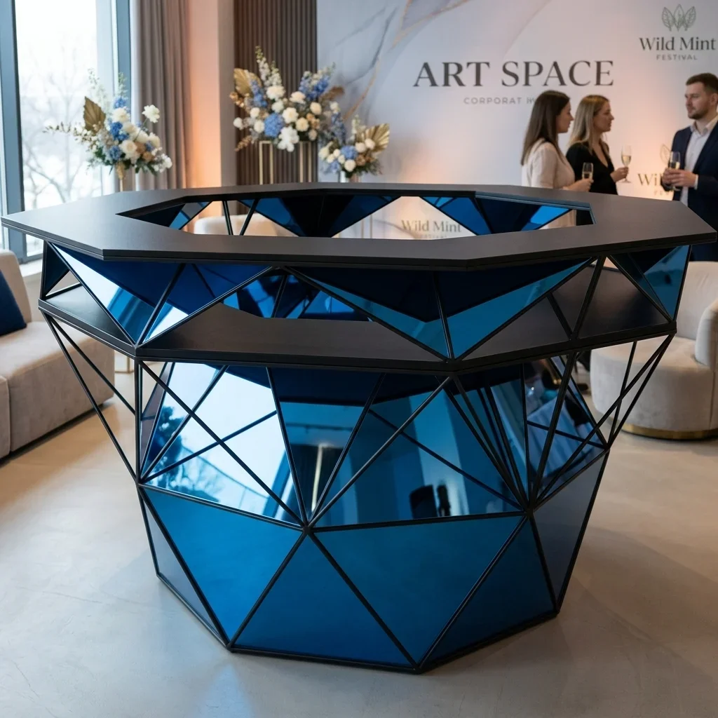 Аренда золотой барной стойки Hexagon Ring в Сочи