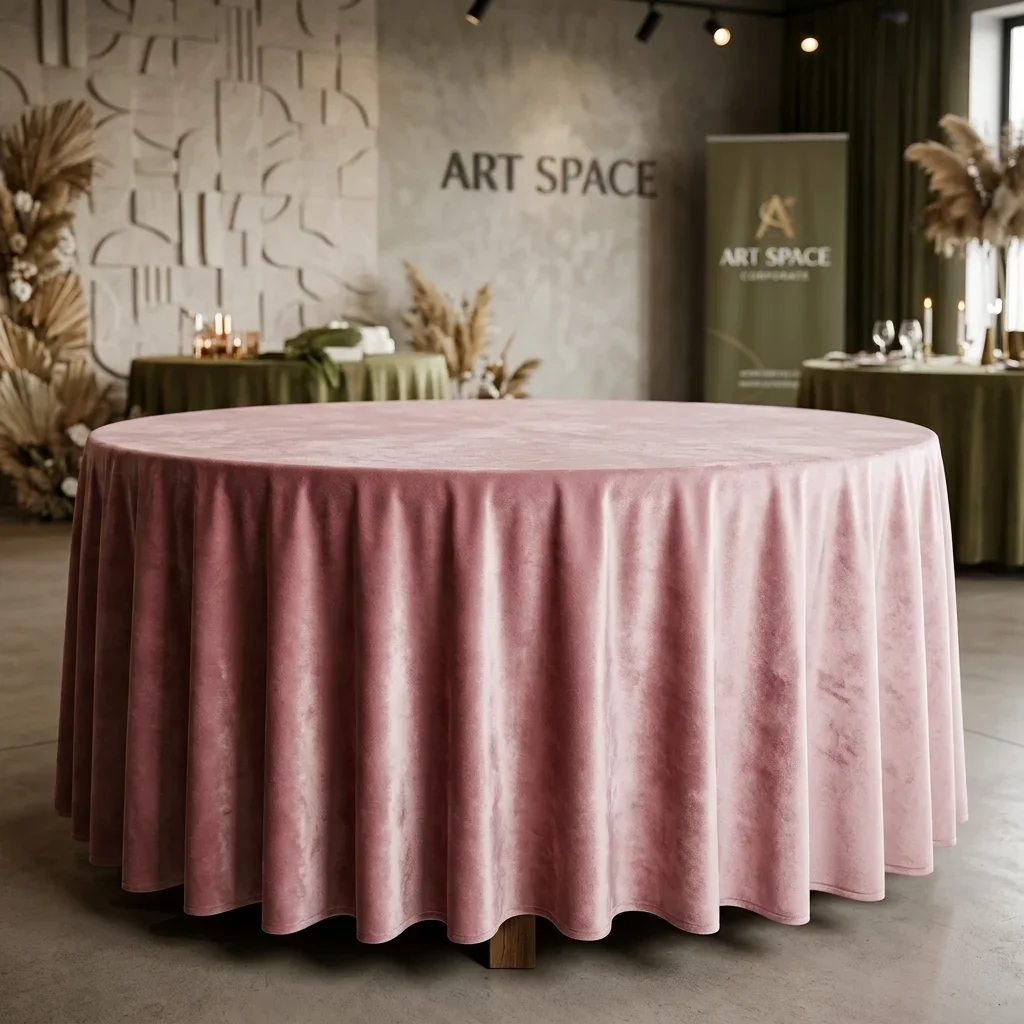 Аренда Розовая бархатная скатерть Ø330 см Сочи | ART SPACE